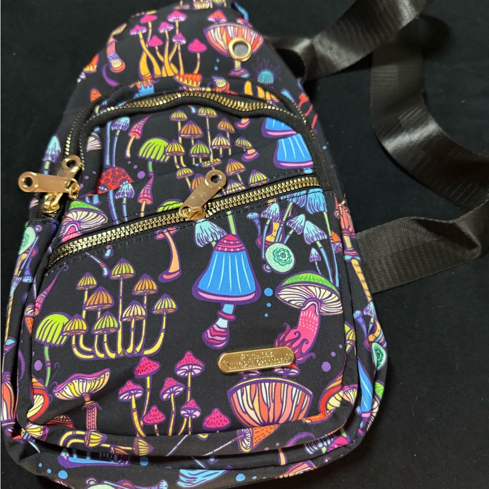 Colorful Mushroom Print Crossbody Sling Bag - BRAND NEW